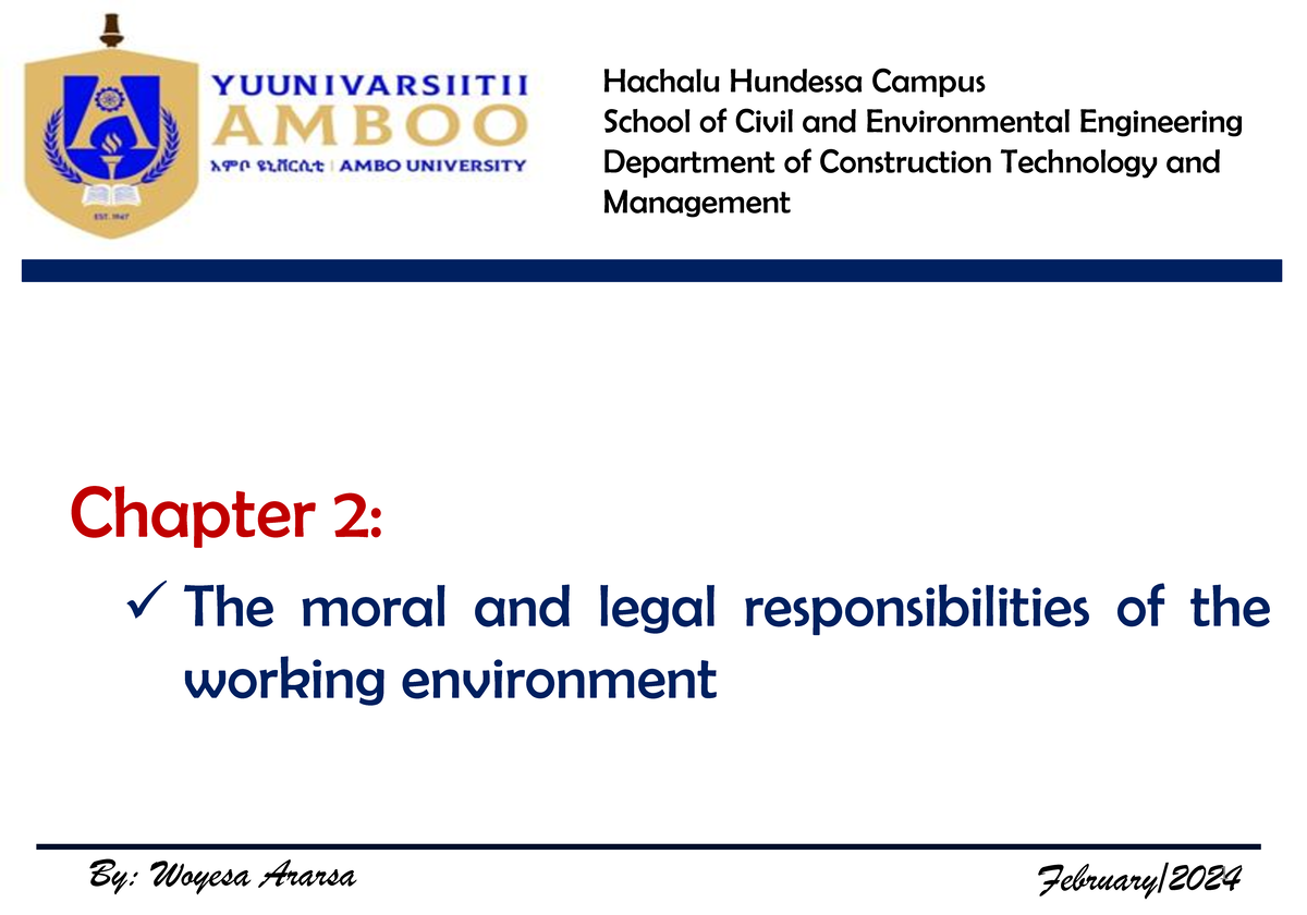 CHSM Chapter 2 - Chapter 2 : The moral and legal responsibilities of ...