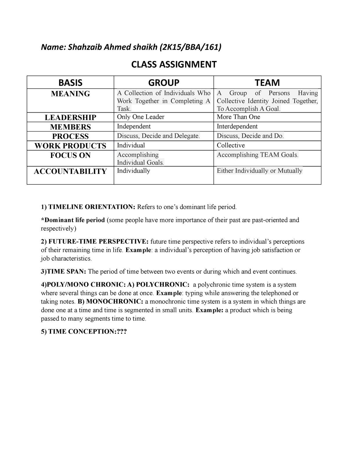 individual assignment vs group assignment