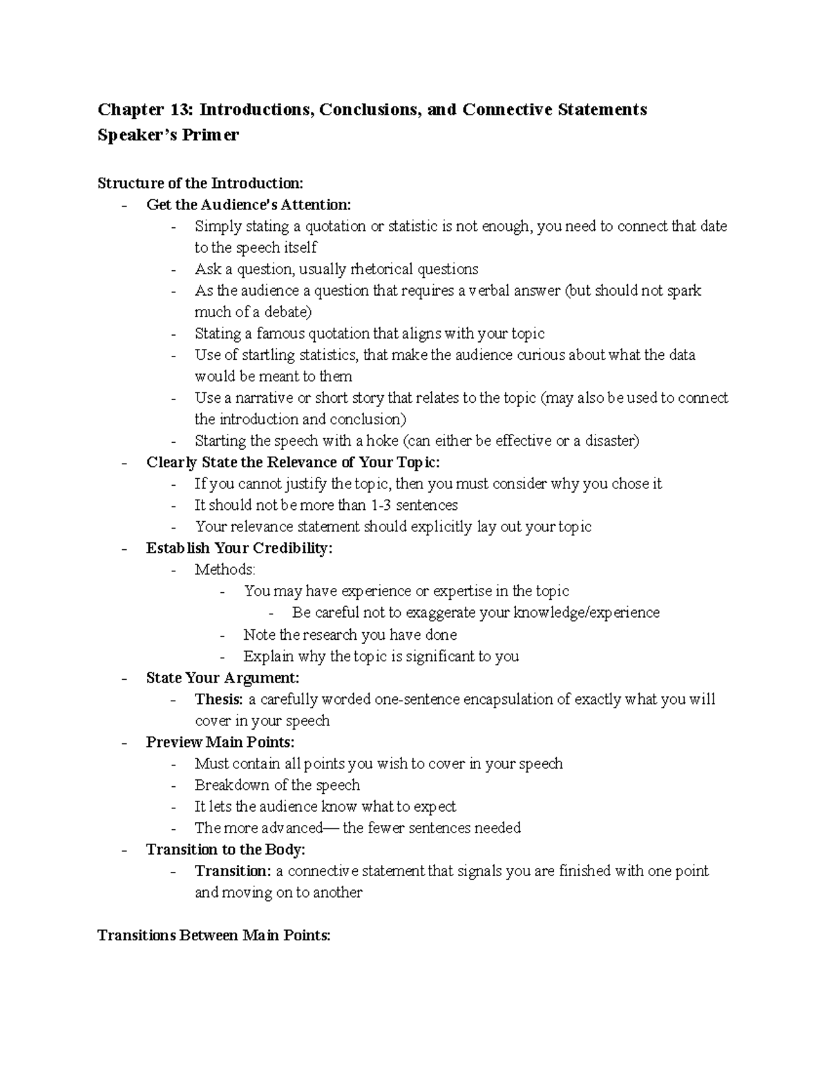 COM 120 Chapter 13 Chapter 13 Introductions, Conclusions, and