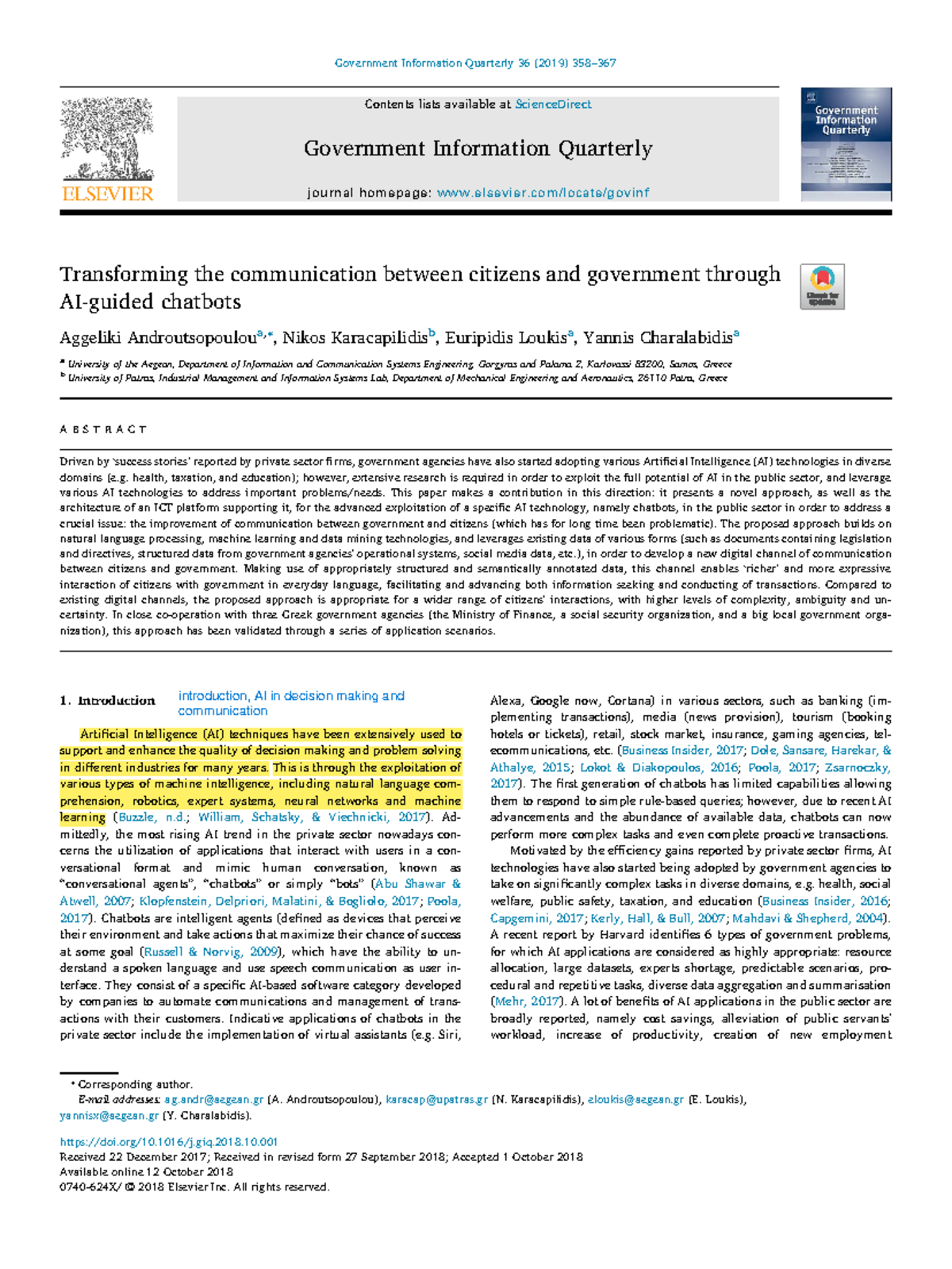 AI gorvernment - book - Contents lists available at ScienceDirect ...