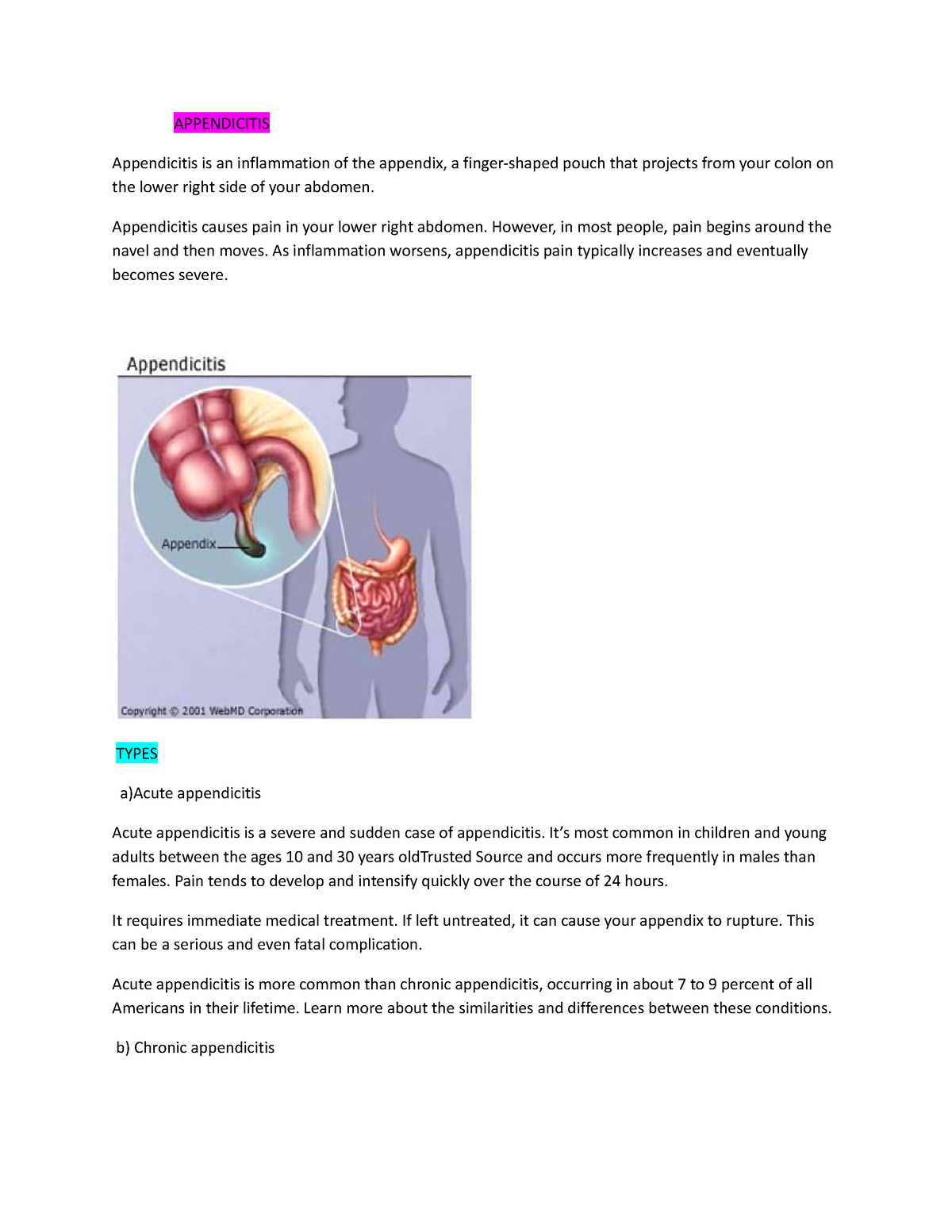 Appendicitis-WPS Office - Bsc.nursing - RGUHS - Studocu