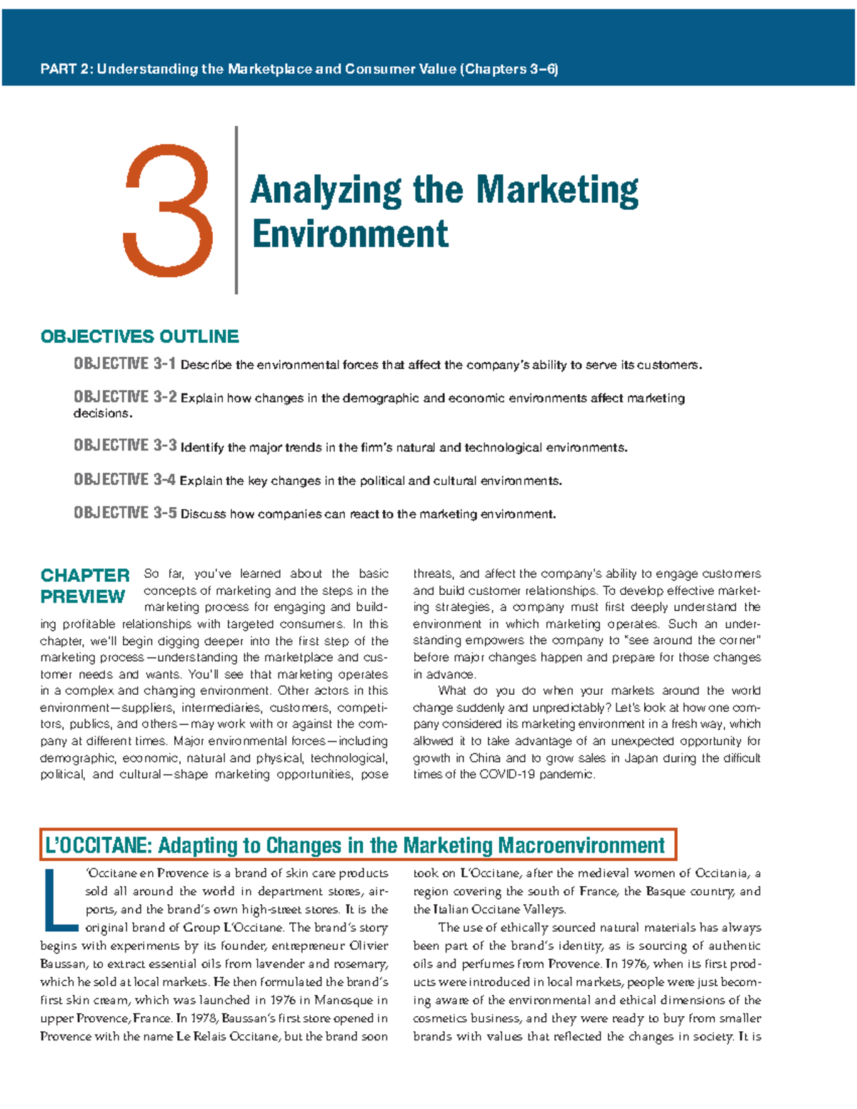 Chapter 3 Principles of Marketing - L’OCCITANE: Adapting to Changes in ...