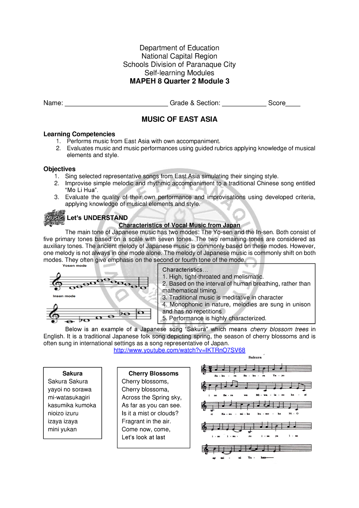 Mapeh 8 QTR2 MOD3 - Department of Education National Capital Region ...