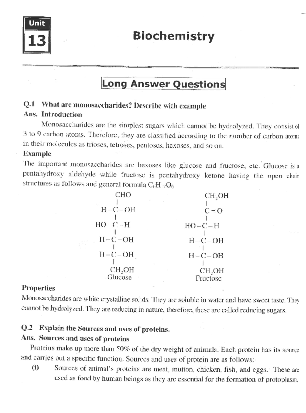 Bio - Cell Biology - Unit 13 Biochemistry Long Answer Questions Q What ...