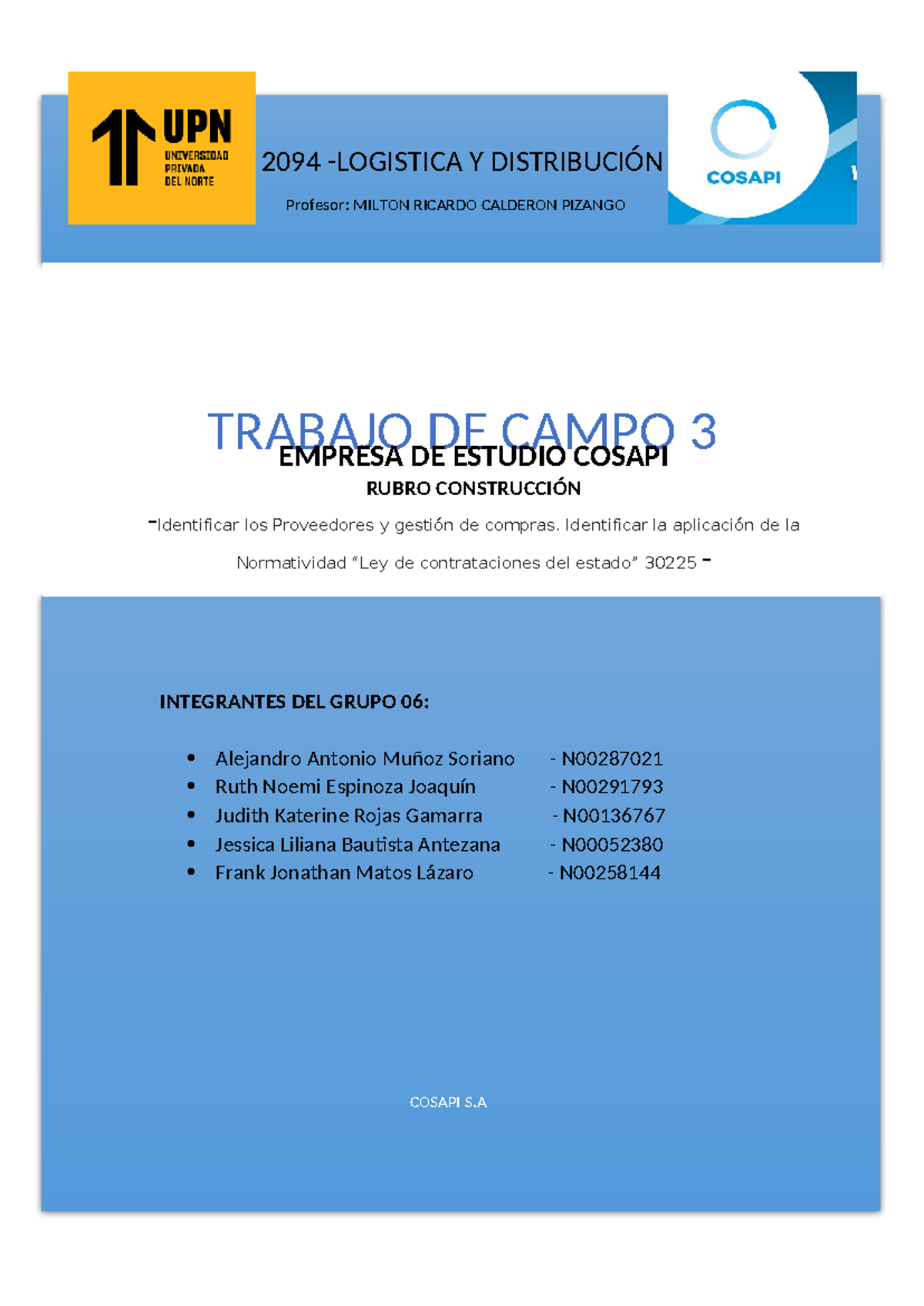 TC 3 - Construccion- Cosapi - COSAPI S TRABAJO DE CAMPO 3 2094 ...