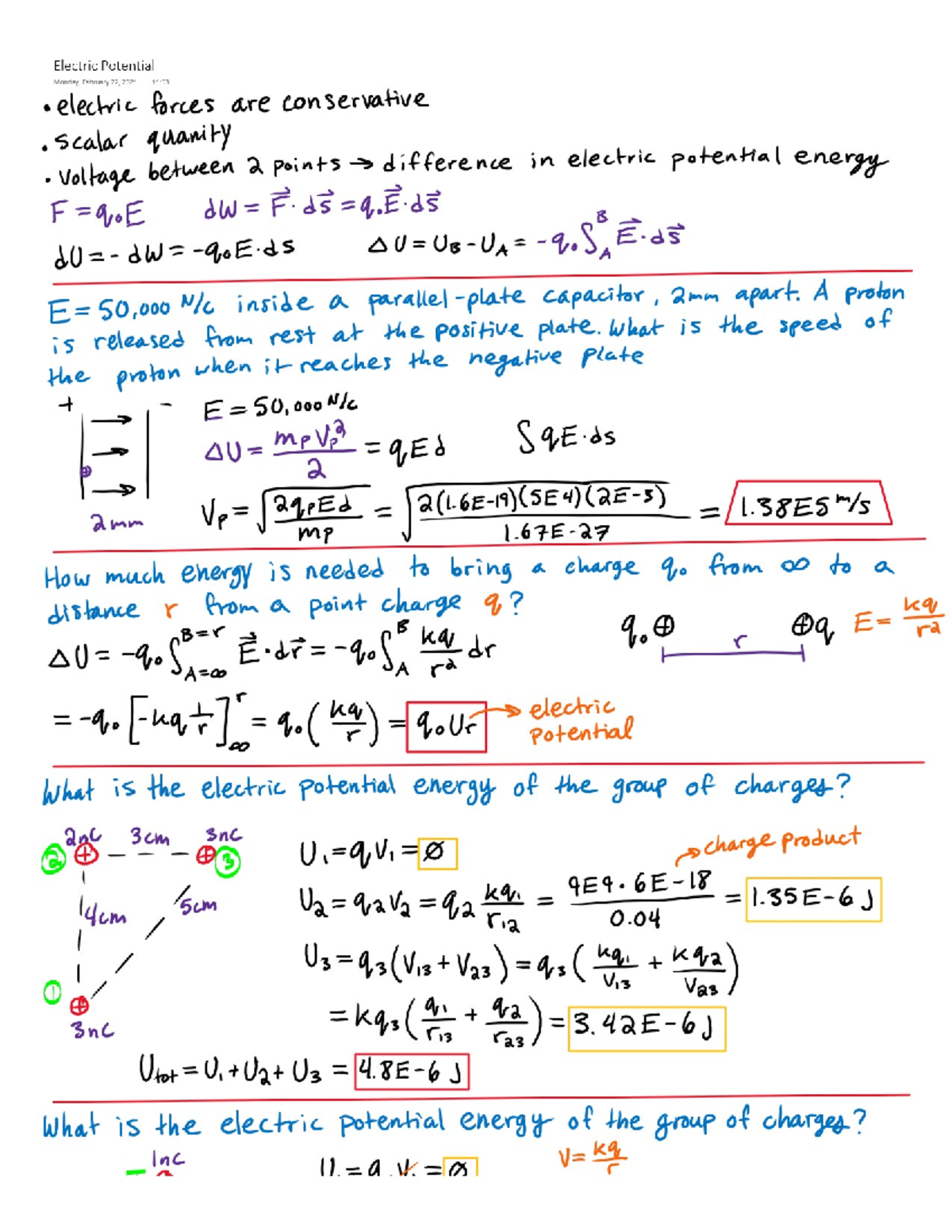 Electric Potential - PHYS-196 - Studocu