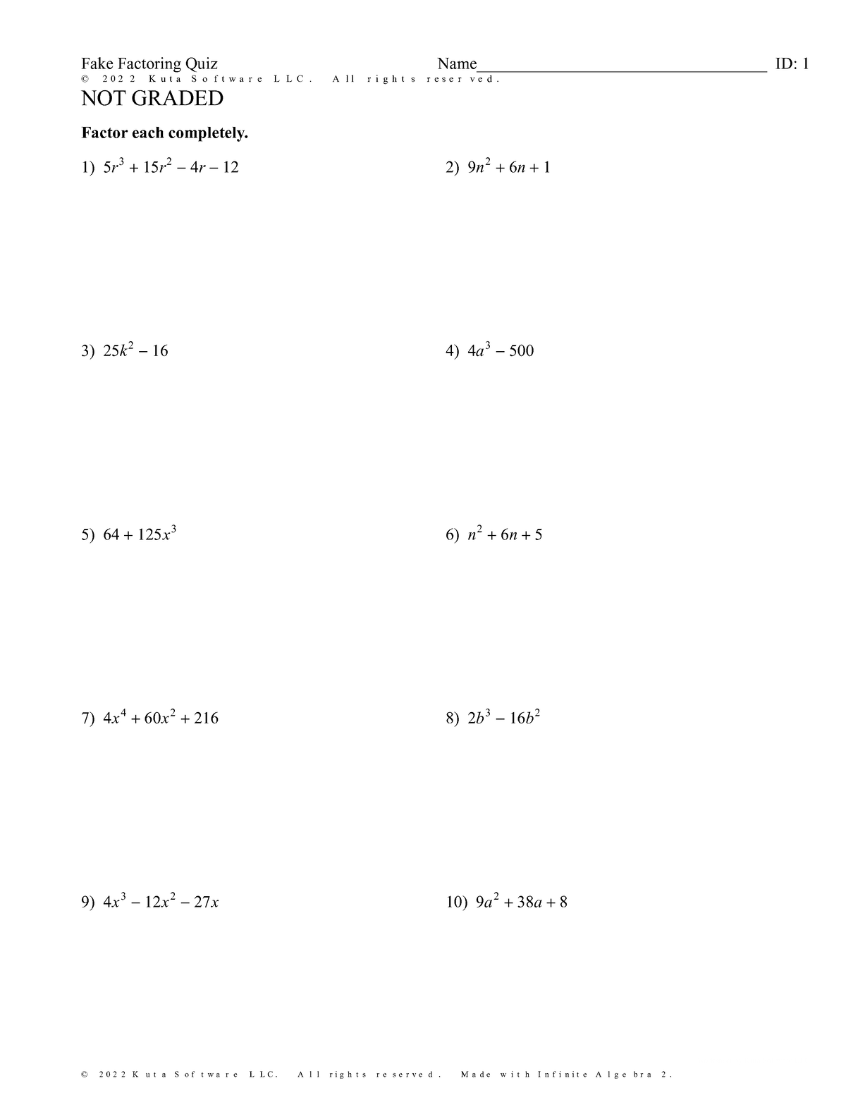 Fake Factoring Quiz NOT Graded - ©u C 2 f 0 [ 2 u 2 I lKMuatAaJ ...