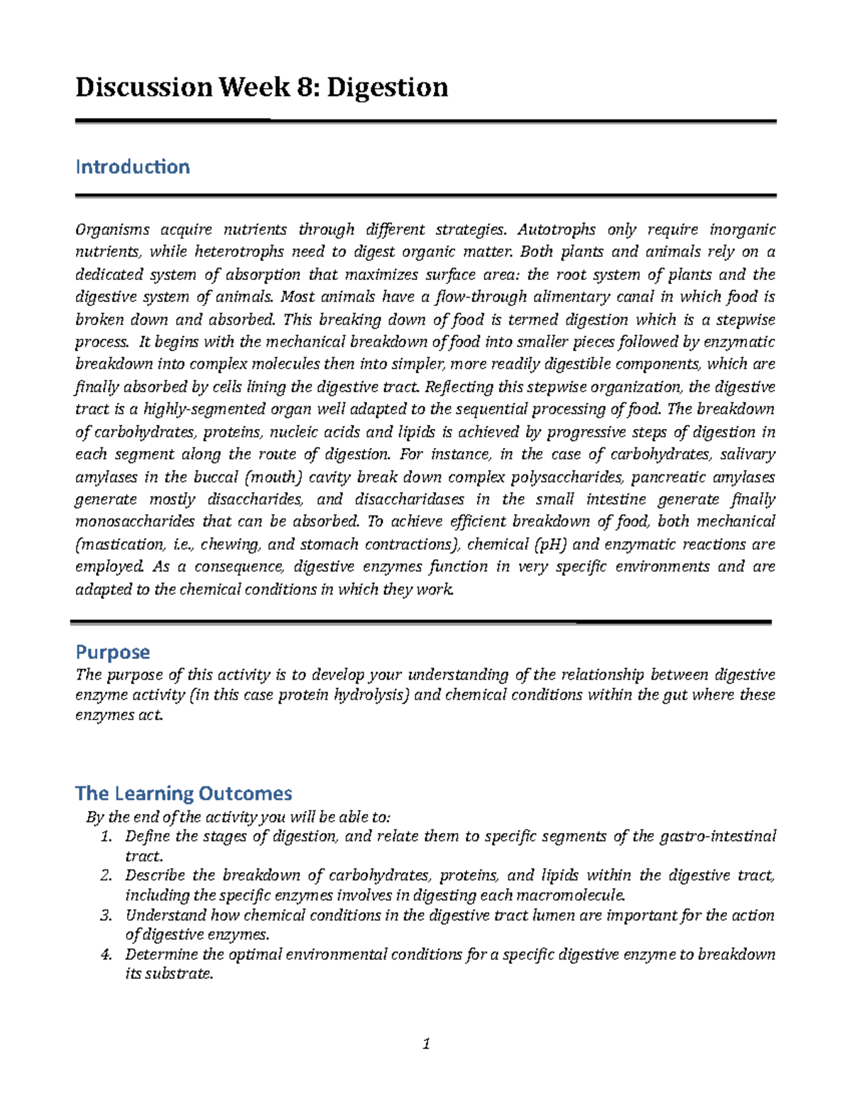 Week 8 Digestion lab report - Discussion Week 8: Digestion Introduction ...