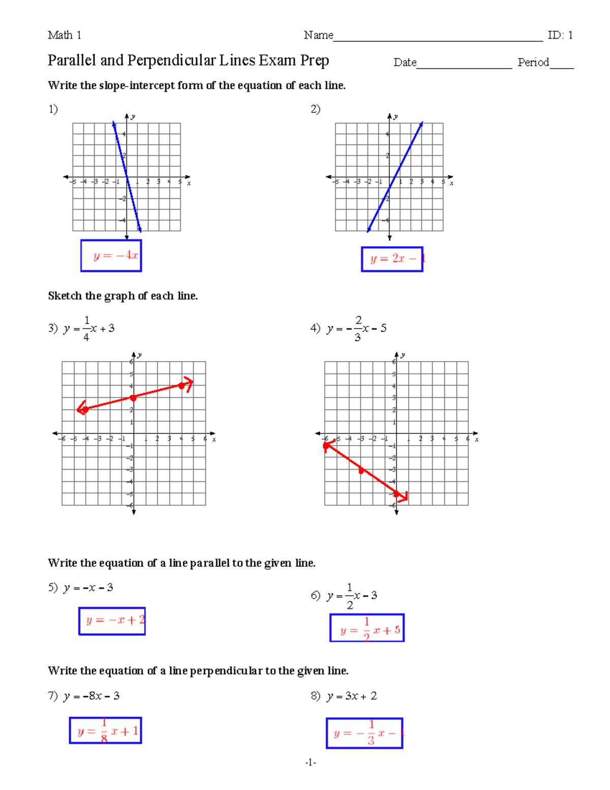 Kami Export - Parallel and Perpendicular Exam Prep Answers - ©h _ 2 r 0 ...