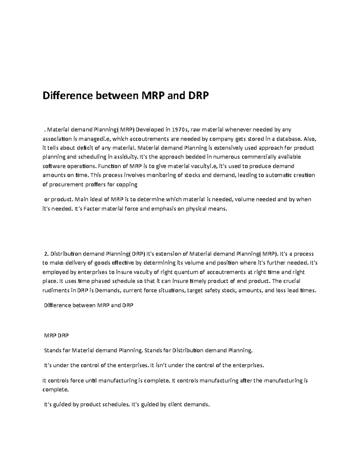 Difference Between MRP And DRP Material Demand Planning( Difference Between MRP And DRP Material Demand Planning(