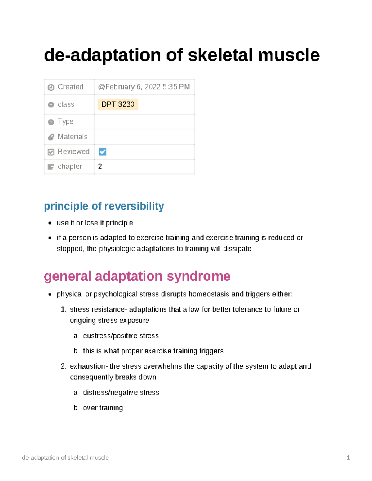 De-adaptation of skeletal muscle - de-adaptation of skeletal muscle ...