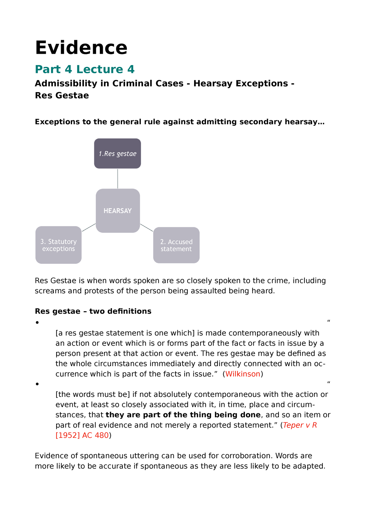 Part 4 Lecture 4 - Evidence Part 4 Lecture 4 Admissibility In Criminal ...