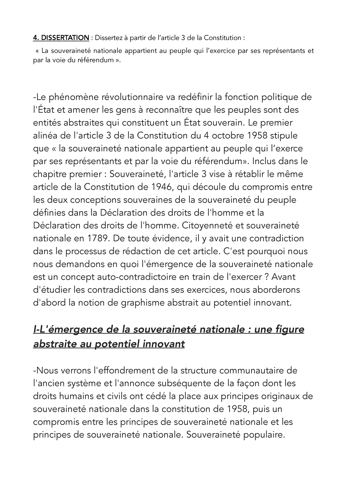 dissertation article 3 de la constitution