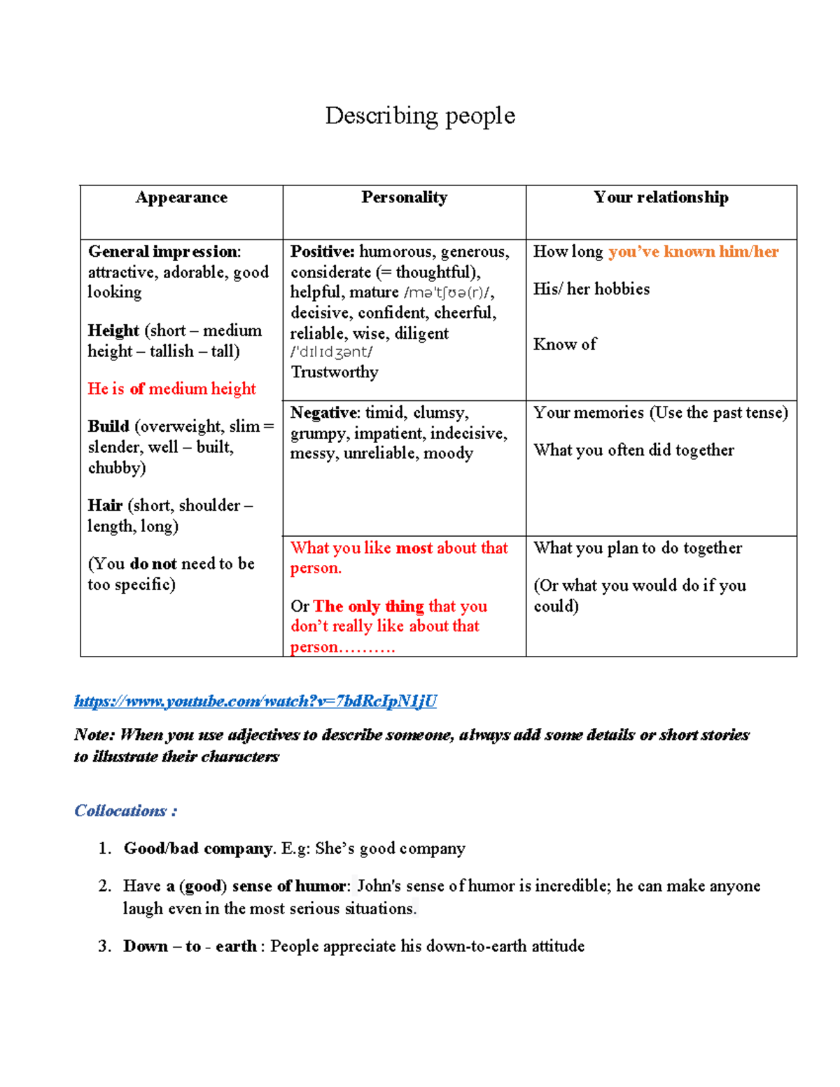 Describing People Full Updated Describing People Appearance