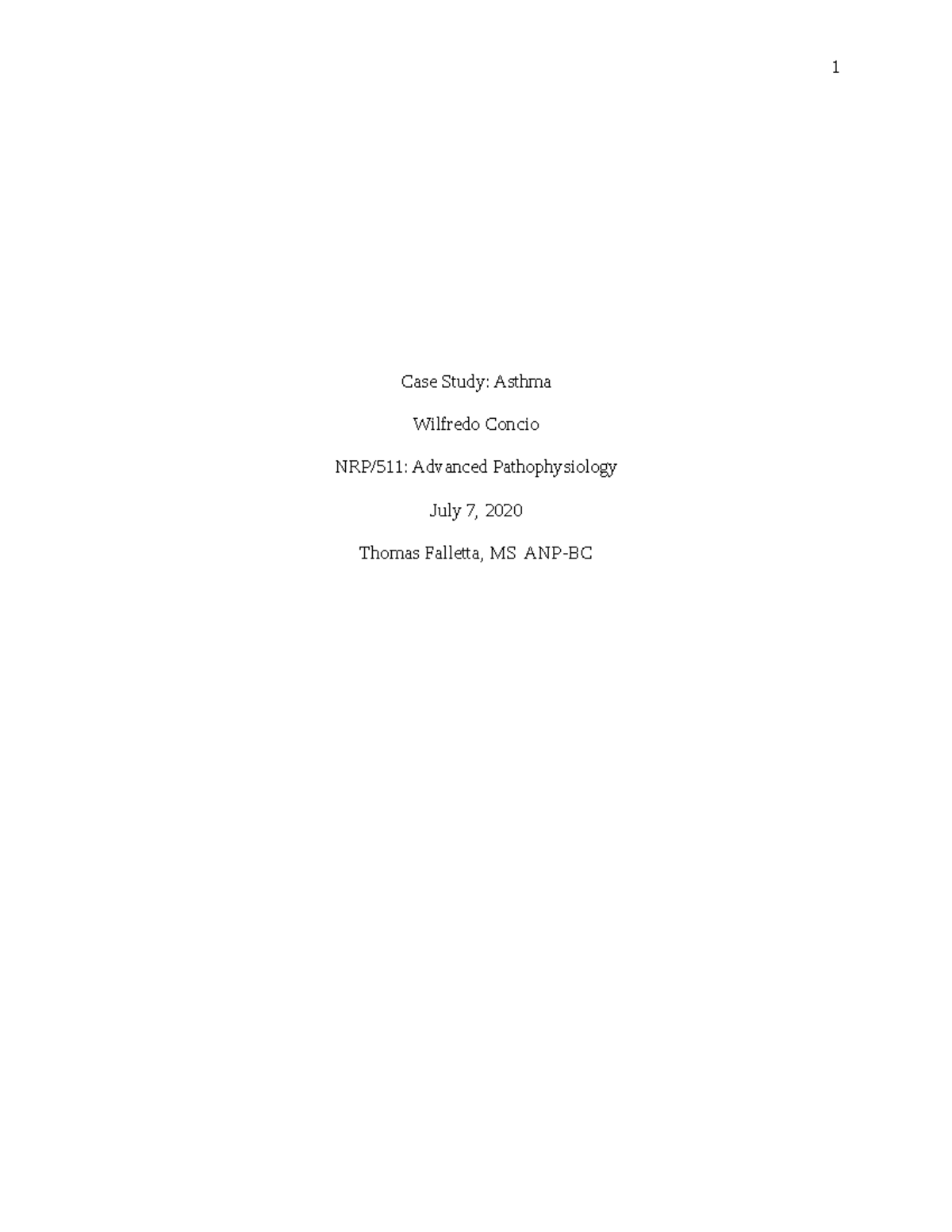 Case Study asthma wk5 Case Study Asthma Wilfredo Concio NRP/511