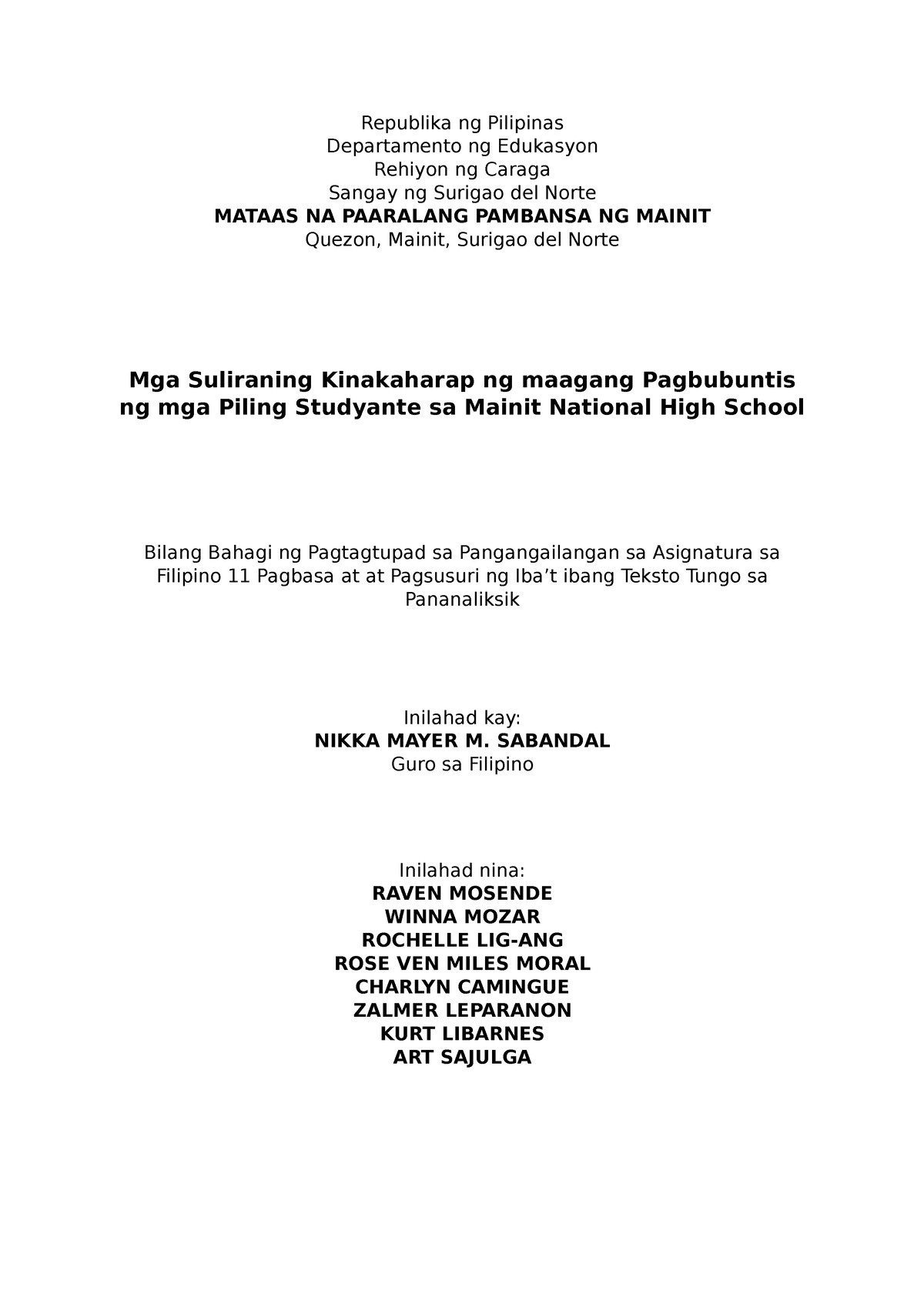 Pananaliksik-sa-maagang-pagbubuntis - Republika Ng Pilipinas ...