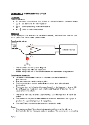 Experiment 7 Thermoelectric Effect
