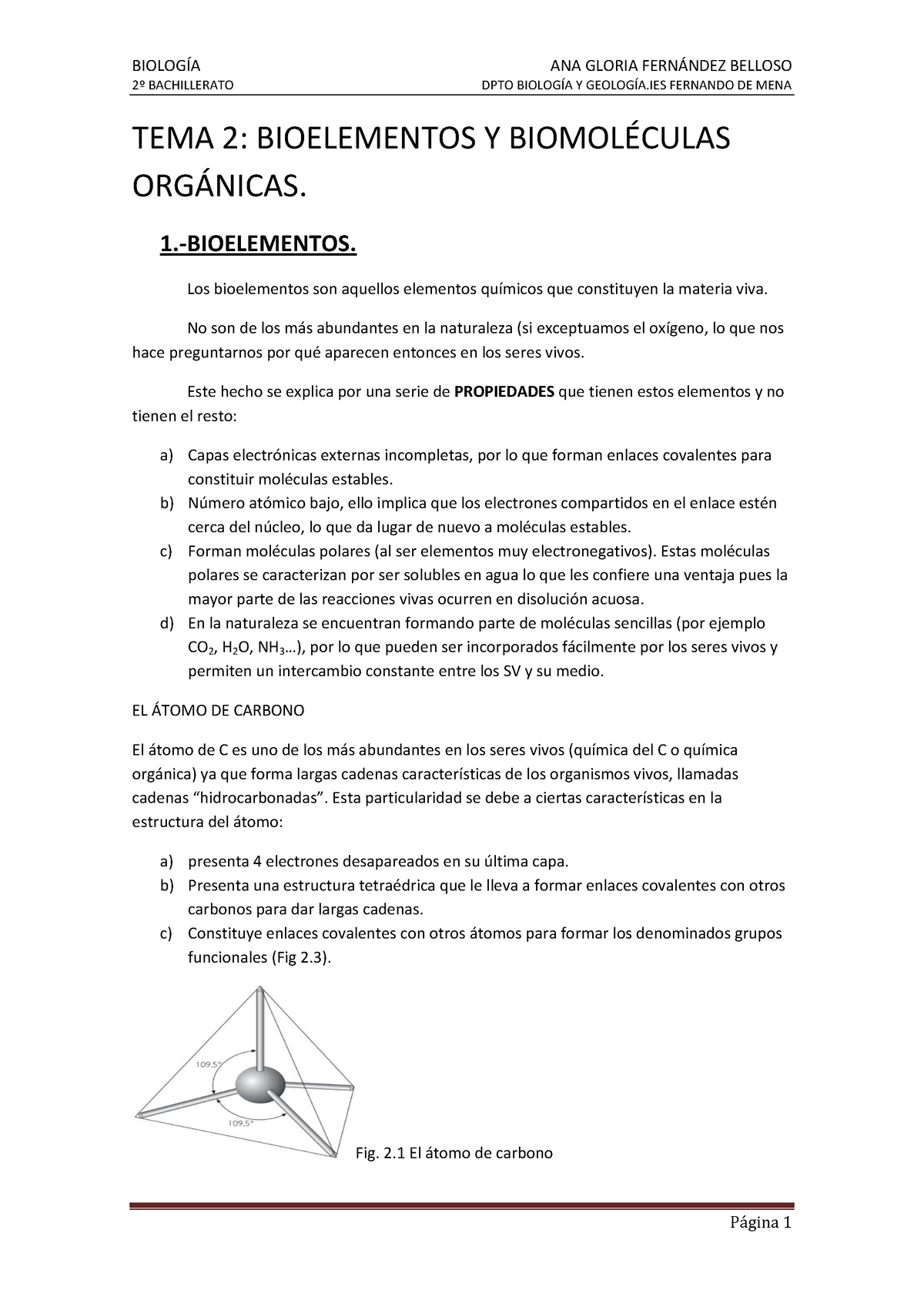 02 Bioelementos Biomoleculas - 2º BACHILLERATO DPTO BIOLOGÍA Y GEOLOGÍA ...