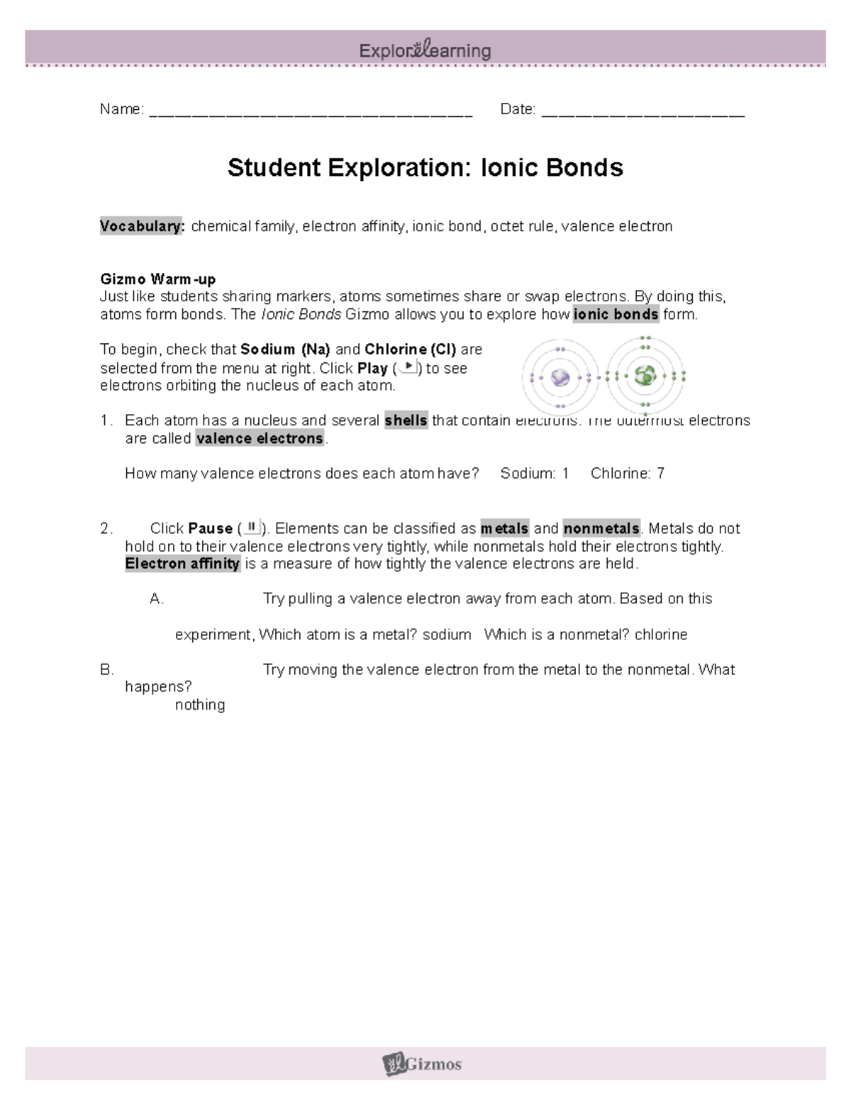 Copy of 5 Ionic Bonds Gizmo - Name ...