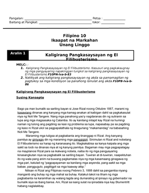 FIL7-Q4-M6 - A Module For Filipino 7. - Filipino 7 Filipino – Ikapitong ...