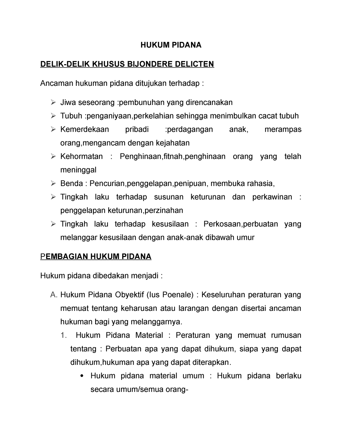 Hukum Pidana - Macam-macam, Jenis-jenis Hukuman - HUKUM PIDANA DELIK ...