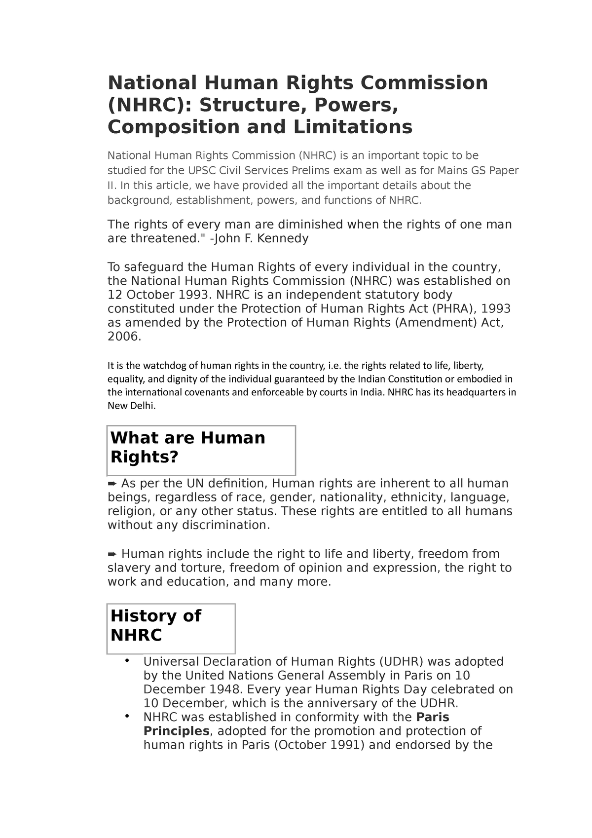 human rights commission assignment