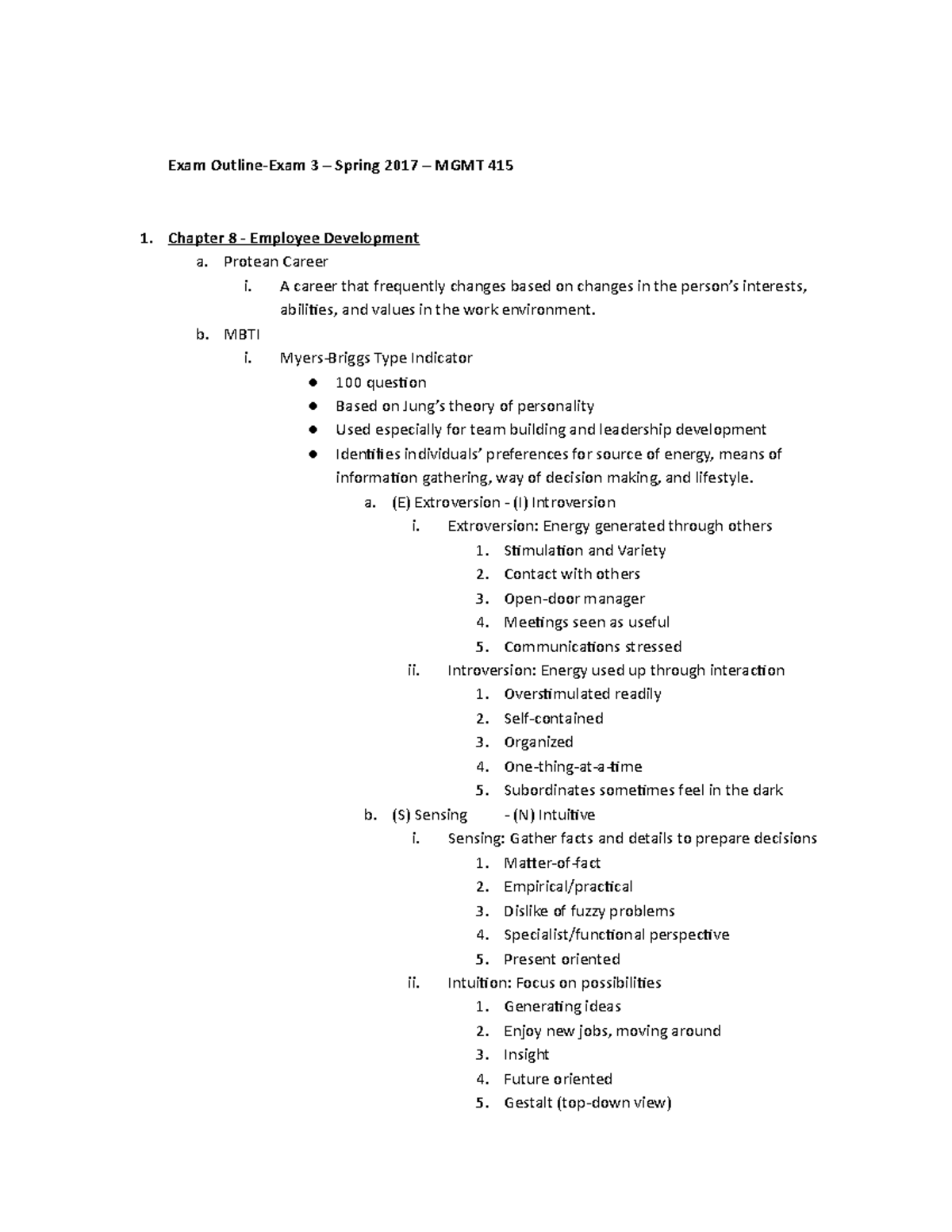 MGMT 415 Exam 3 Review Summary Human Resource Management Exam 3