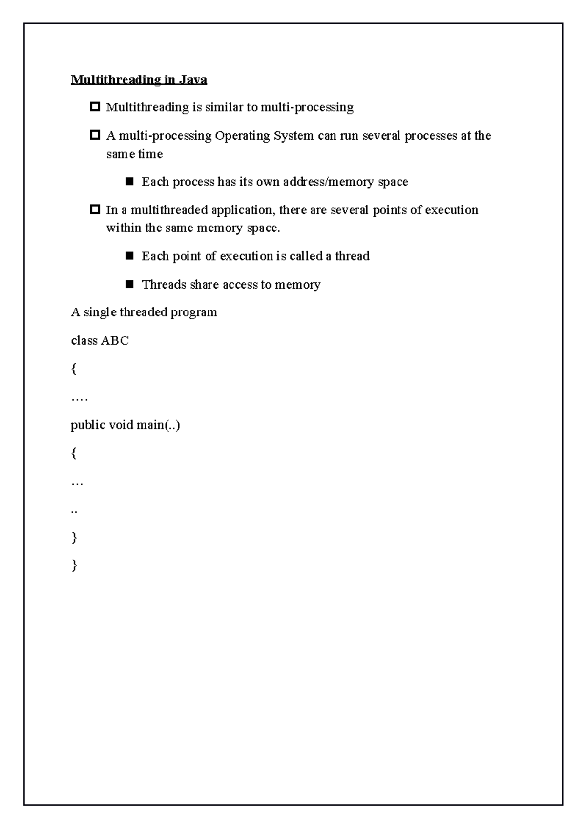 Multithreading in Java - Multithreading in Java Multithreading is ...