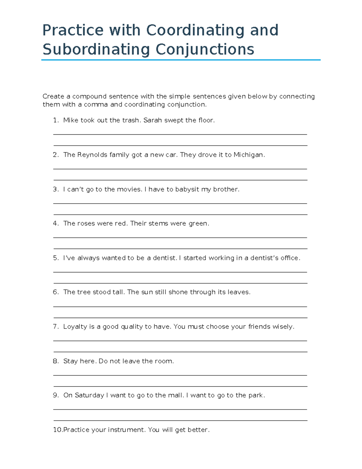 Coordinating & Subordinating Conjunctions Activity - Practice with ...