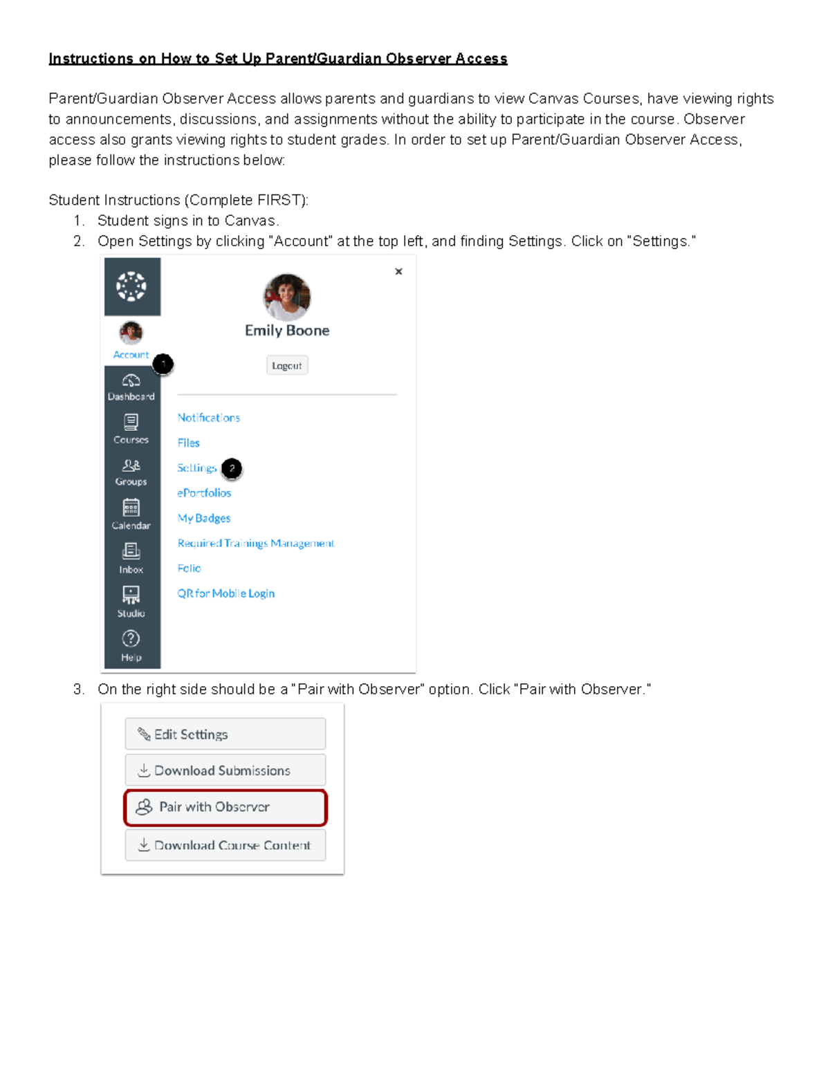 Canvas Pairing Code knkn Instructions on How to Set Up Parent