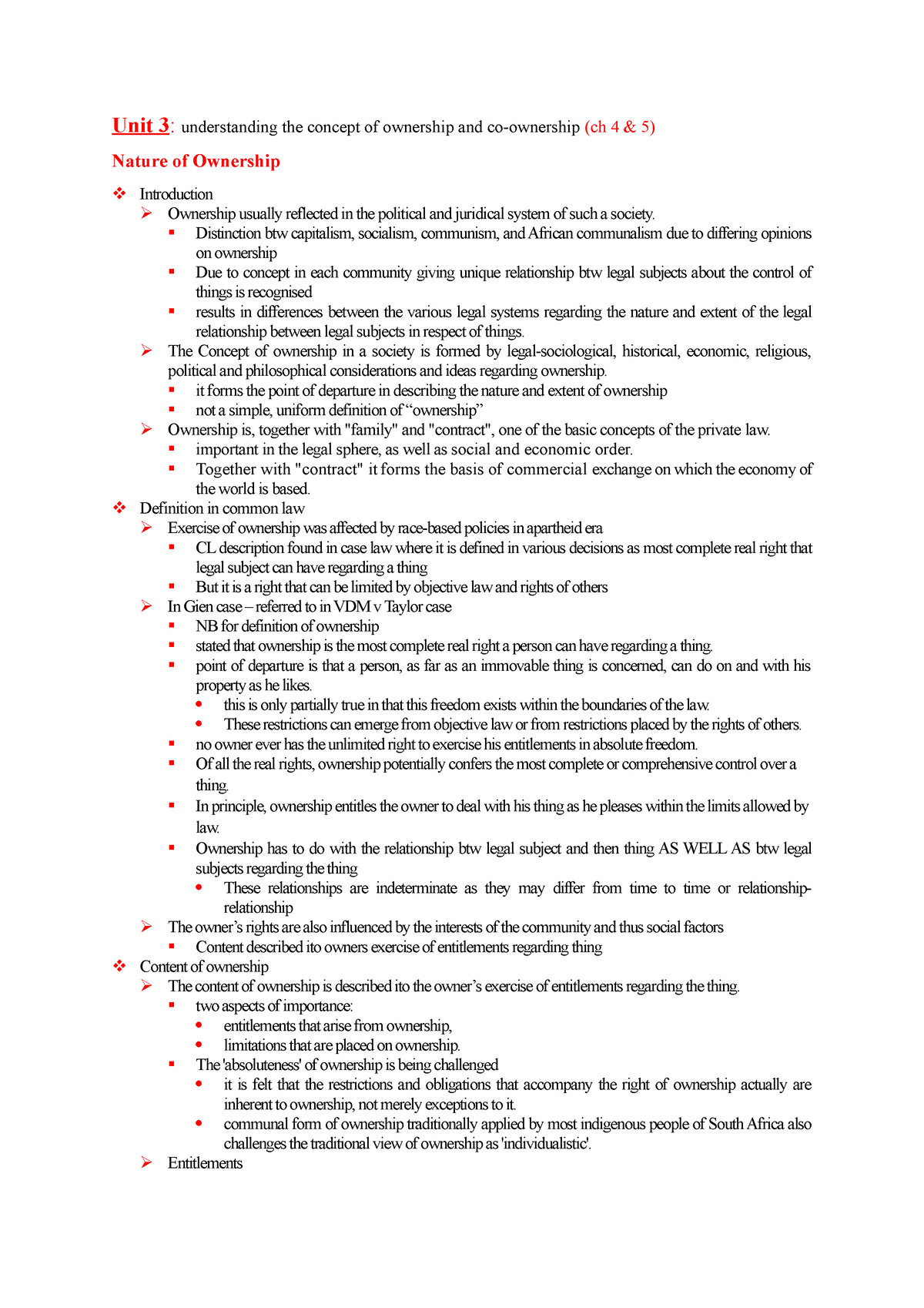 Self Notes - Unit 3: Understanding The Concept Of Ownership And Co ...