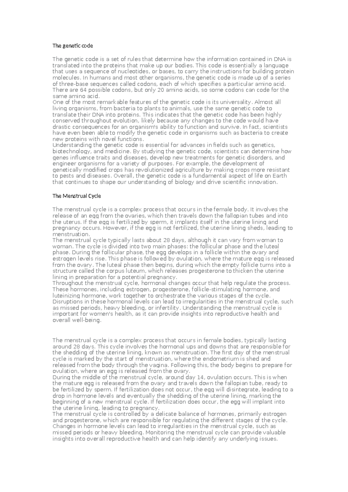 The genetic code - The genetic code The genetic code is a set of rules ...