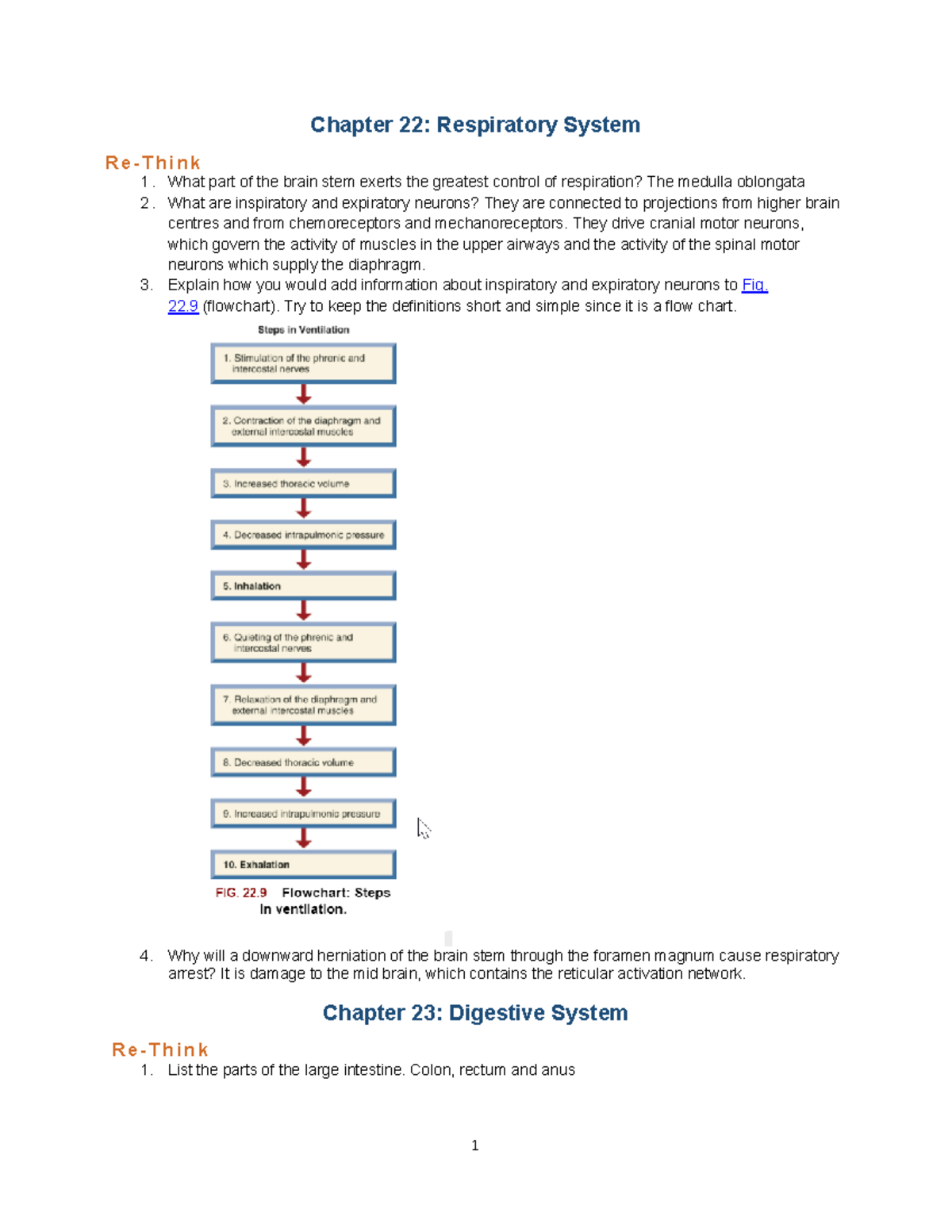 AHP 106 Wk5 Assignment 1 - Chapter 22: Respiratory System R E - T H I N ...