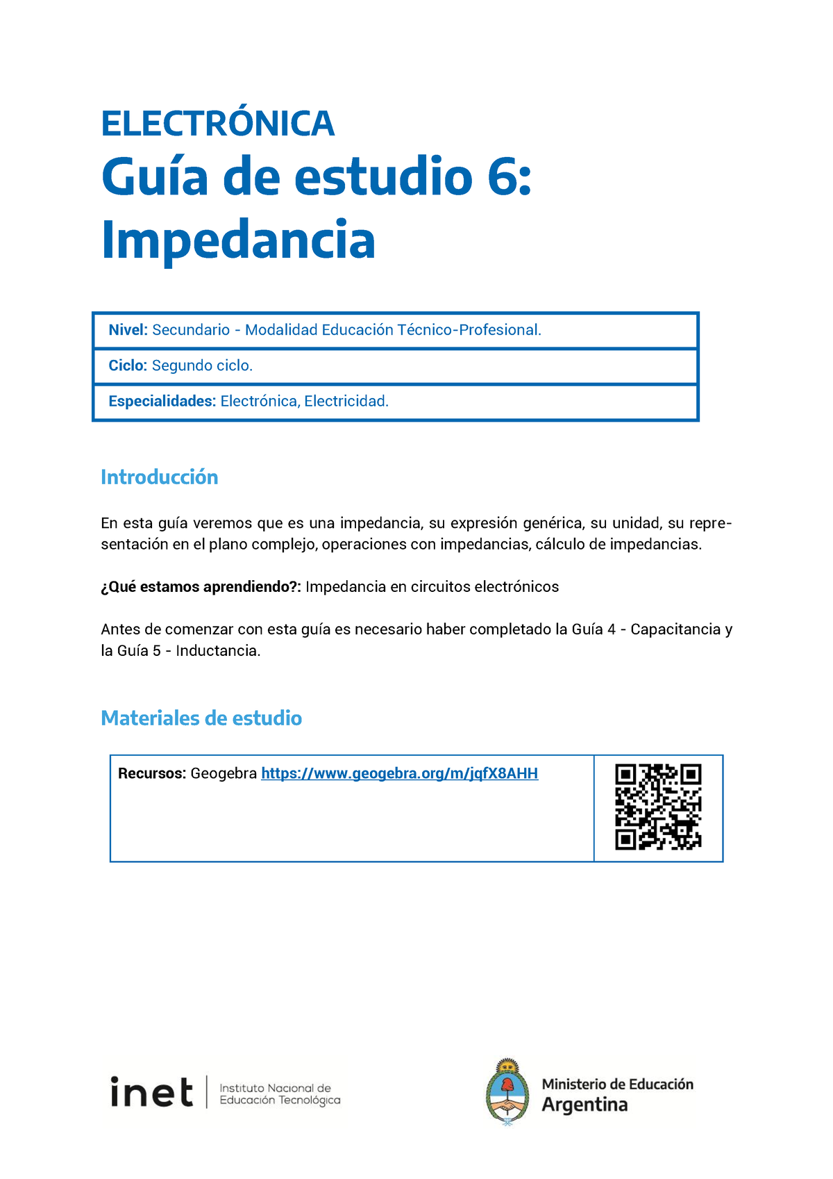 Electronica Gu-a06-Impedancia - ELECTR”NICA GuÌa De Estudio 6 ...