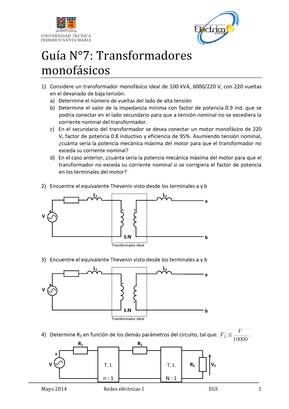 Guia 07 - Transformadores Monofasicos - Guía N°7: Transformadores ...