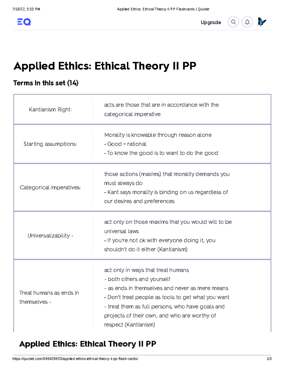 Applied Ethics Ethical Theory II PP Flashcards Quizlet - Studocu