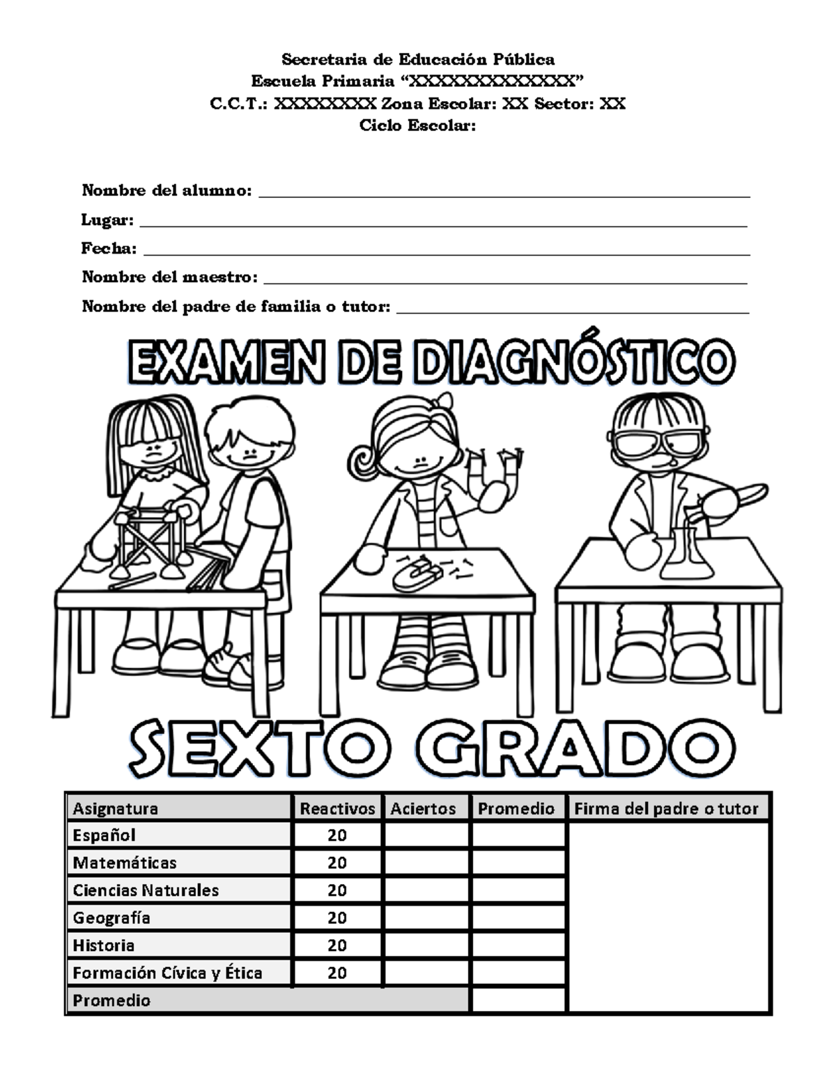 Examen De Diagnostico Sexto Grado - Secretaria De EducaciÛn P ̇blica ...