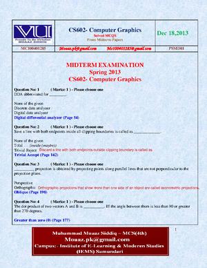 CS602 Midterm Solved Mc Qs Papers By Waqar Sidhu - CS602 Midterm Solved ...