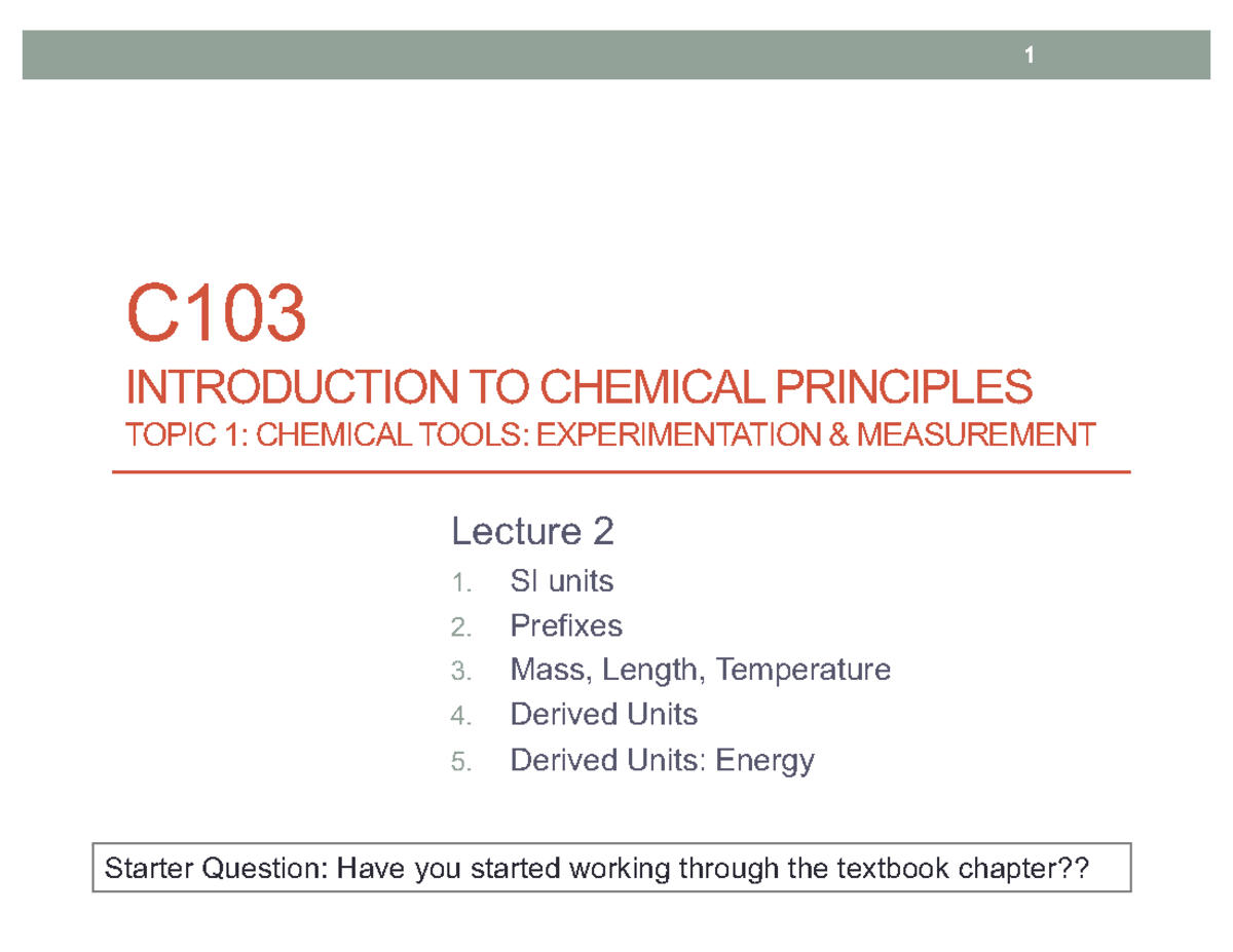 Topic 1 Lecture 1.2 (Notes Full Page Slides) - CHEM 111 - Studocu