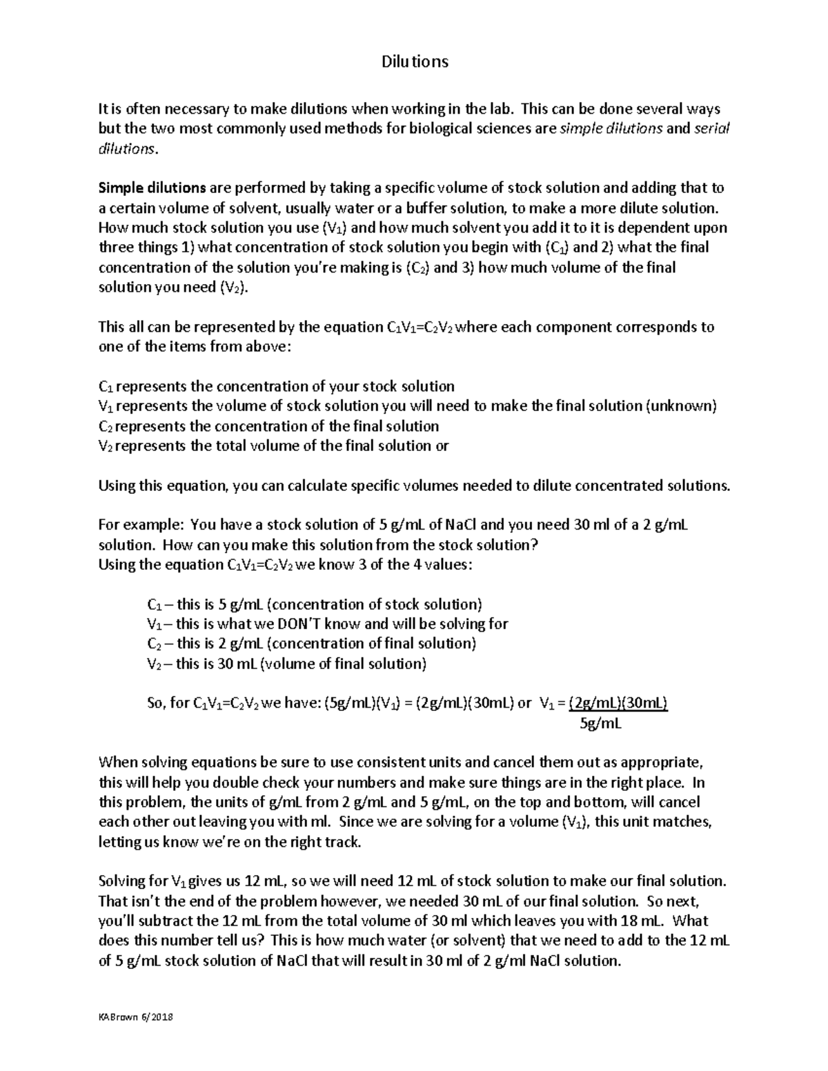 What is dilutions? How to calculate it? - Dilutions KABrown 6/ It is