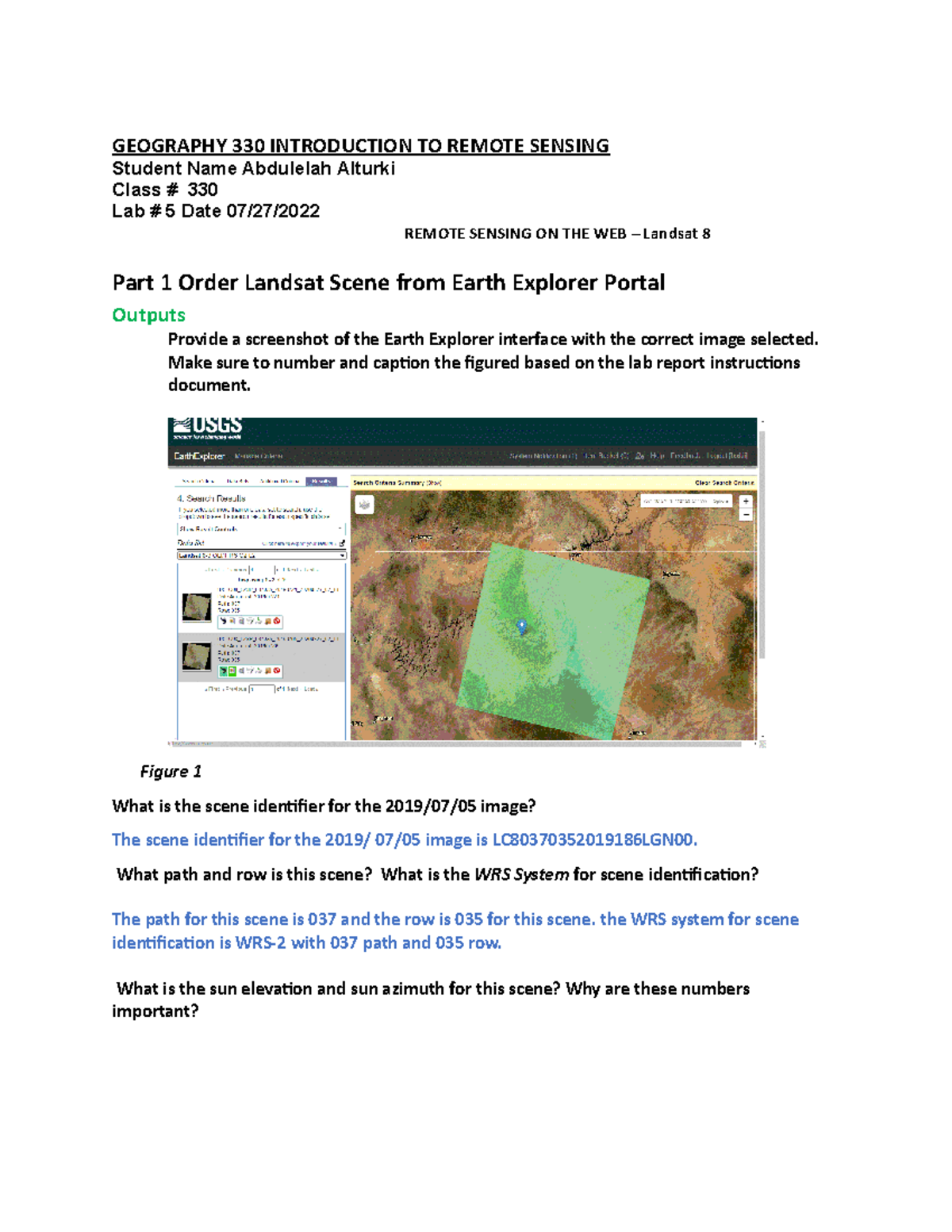 Remote Sensing on the  Arcpro Landsat 8 GEOGRAPHY 330 INTRODUCTION