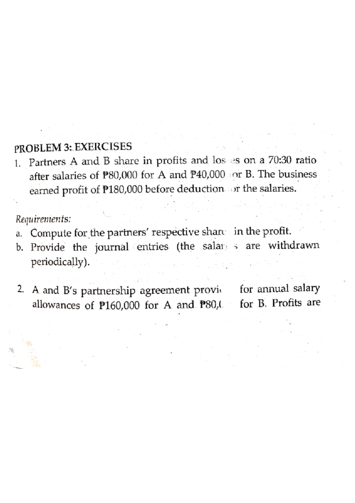Assignment #2 - Problem 3, Numbers 1 to 4 - Accountancy - Studocu
