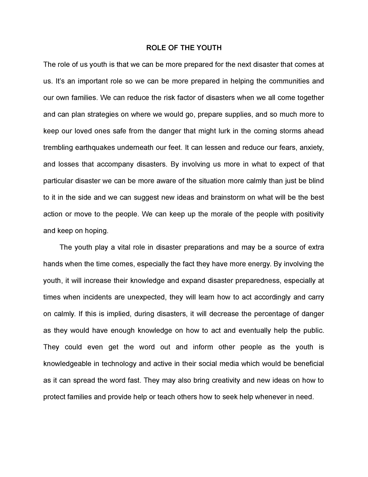 success of youth essay