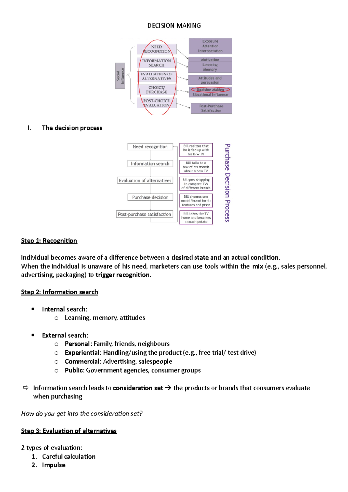 5. Decision Making - DECISION MAKING I. The decision process Step 1 ...