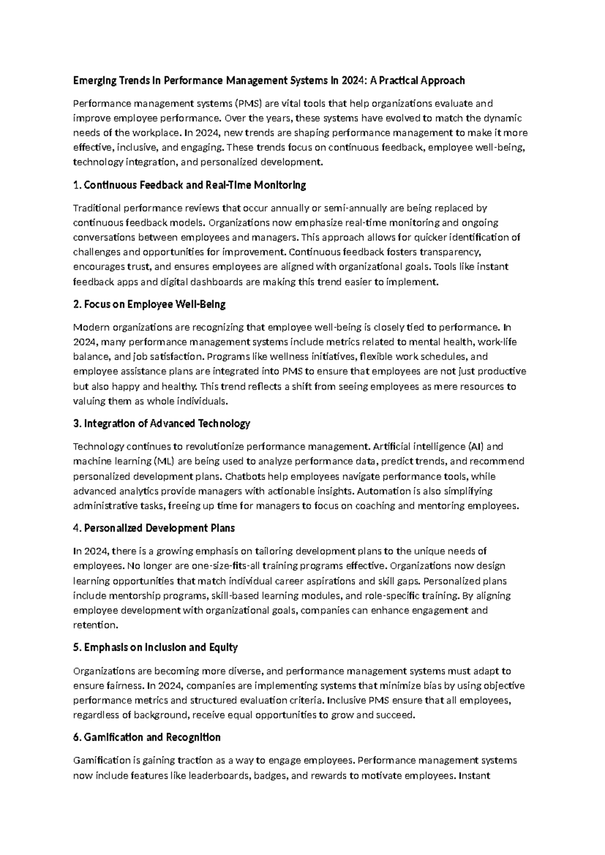 Emerging Trends in Performance Management Systems in 2024 - Over the ...