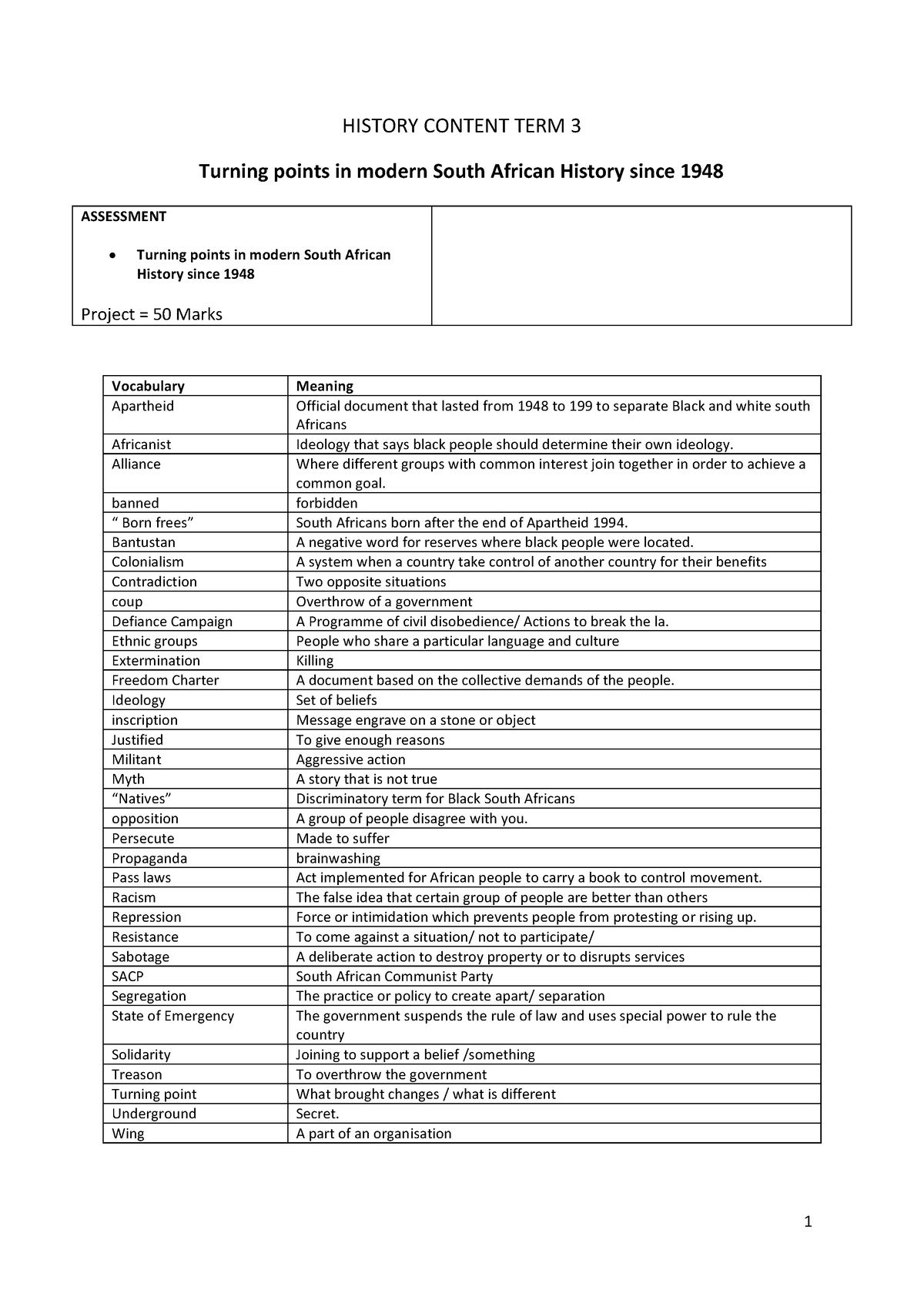 grade 9 history research project term 3