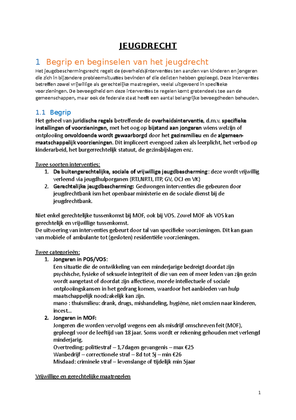 Jeugdrecht Samenvatting Begrip En Beginselen Van Het