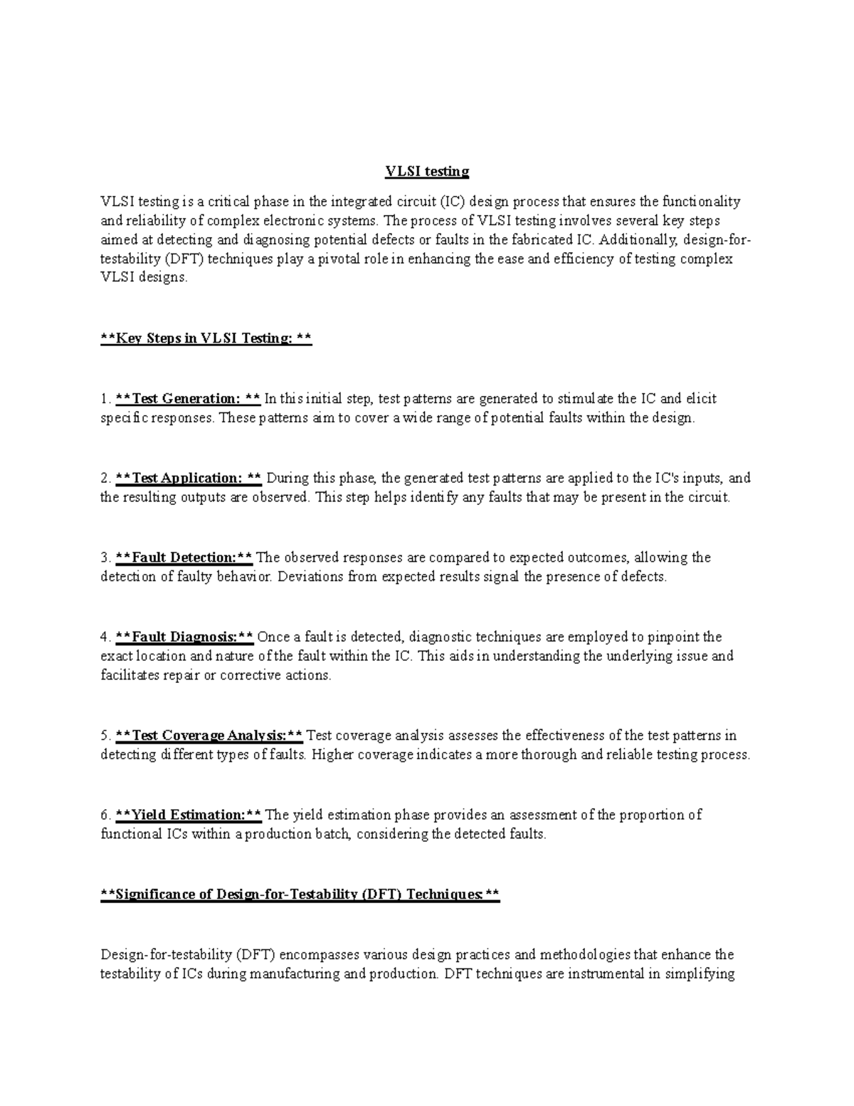 VLSI- Testing - Student - VLSI testing VLSI testing is a critical phase ...