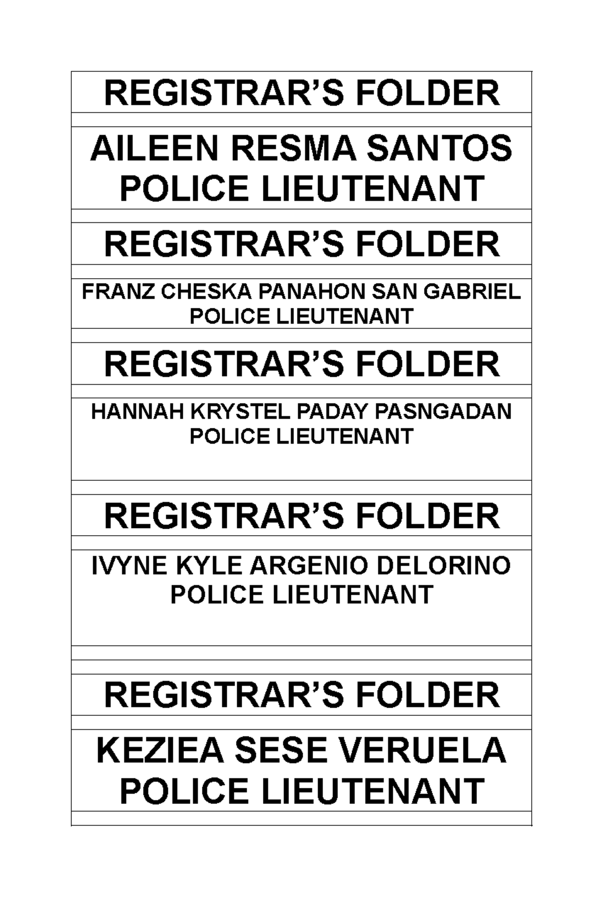Registrars- Folder - Requirements from registrar - REGISTRAR’S FOLDER ...