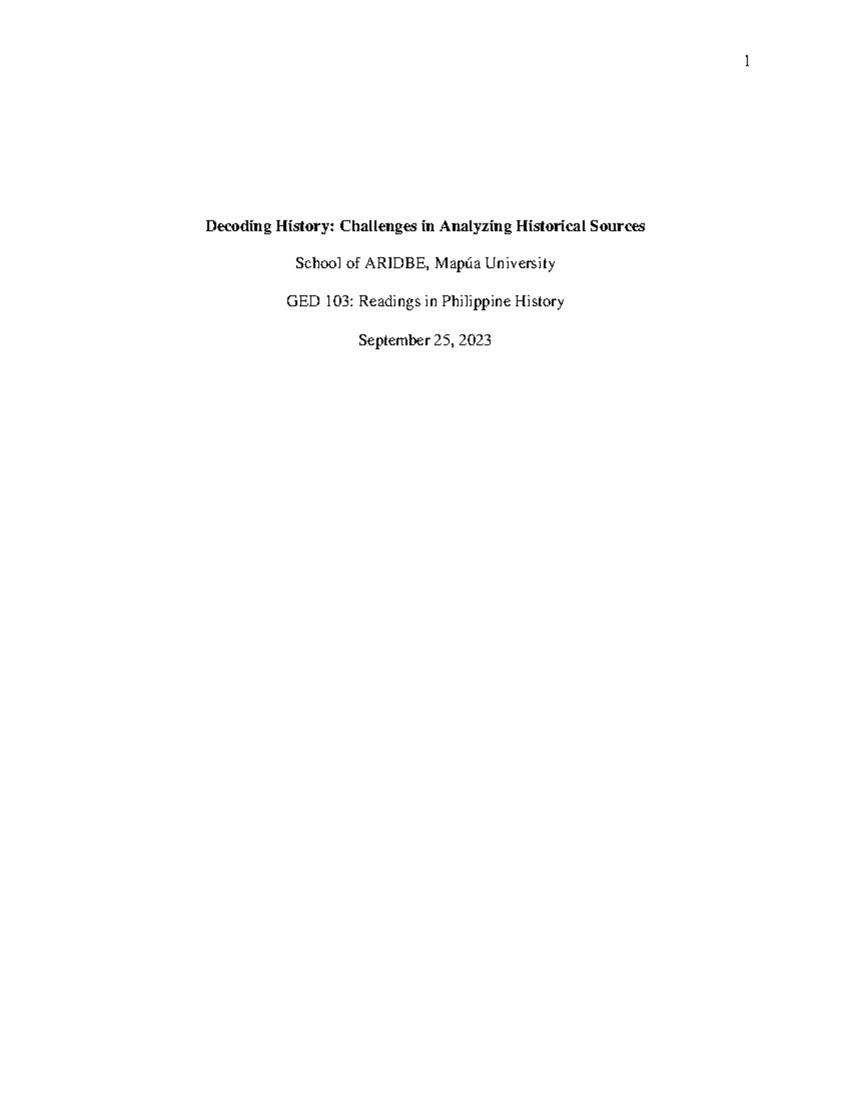 MRR 1 - essay - Decoding History: Challenges in Analyzing Historical ...
